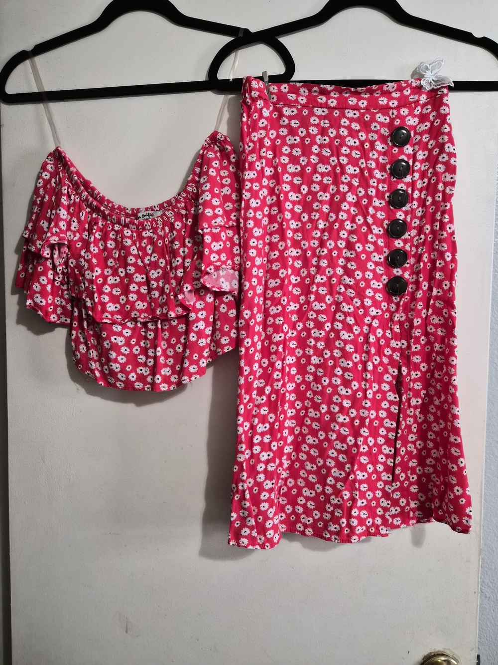 Miss Selfie Red Top And Skirt Set